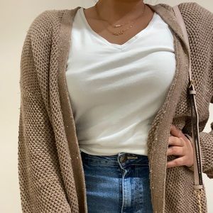 Cardigan meshed w/ white and black linen confetti